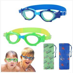 RUIGAO Kids Swim Goggles Age 2-6 Toddler Goggles 2PK FISH - Dino & Shark